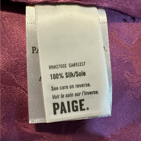 PAIGE Dusty Plum Silk Ruffle V-Neck Blouse - Picture 3 of 9